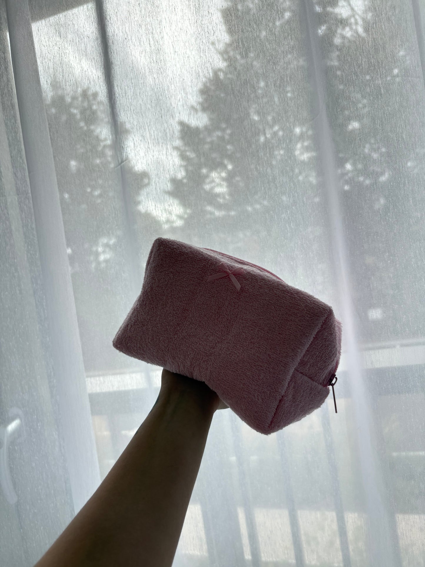 Pink Towel Bow Makeup Bag
