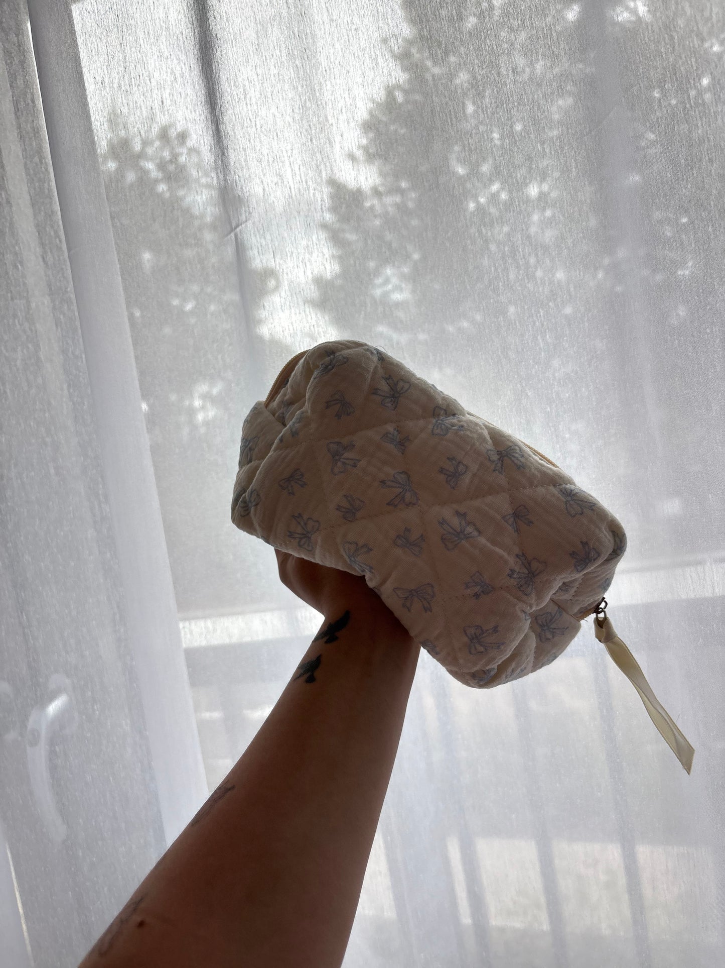 Blue Bow Print Makeup Bag