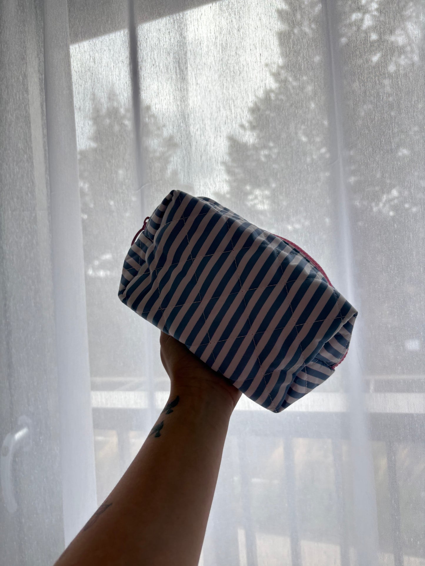 Blue Stripe Makeup Bag