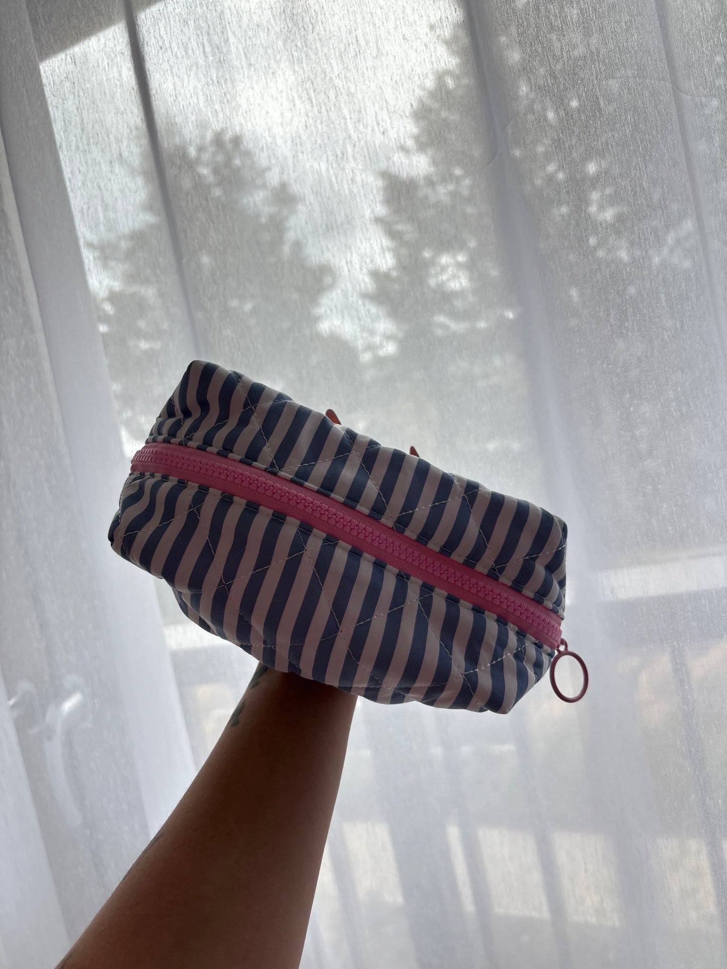 Blue Stripe Makeup Bag