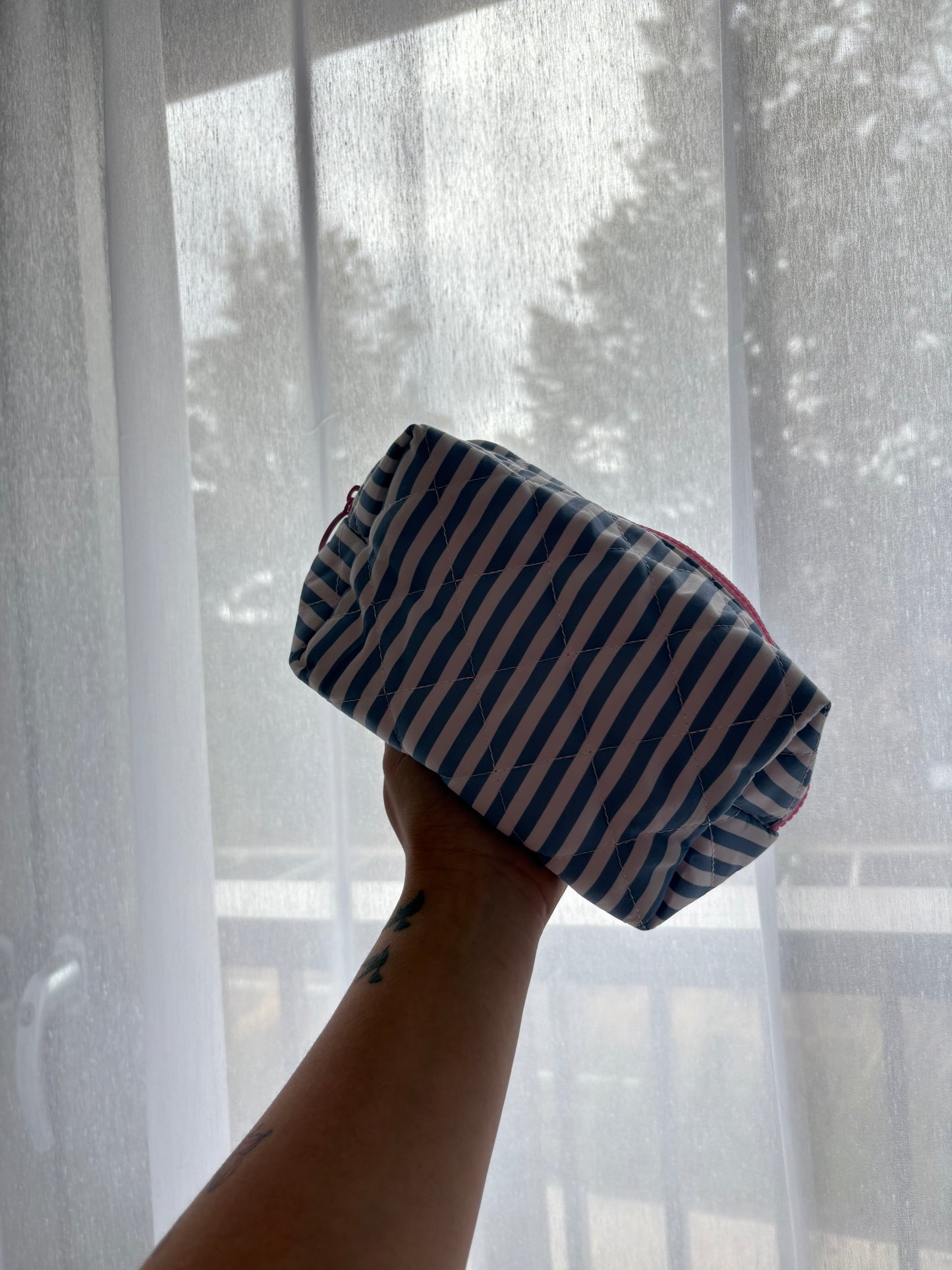 Blue Stripe Makeup Bag