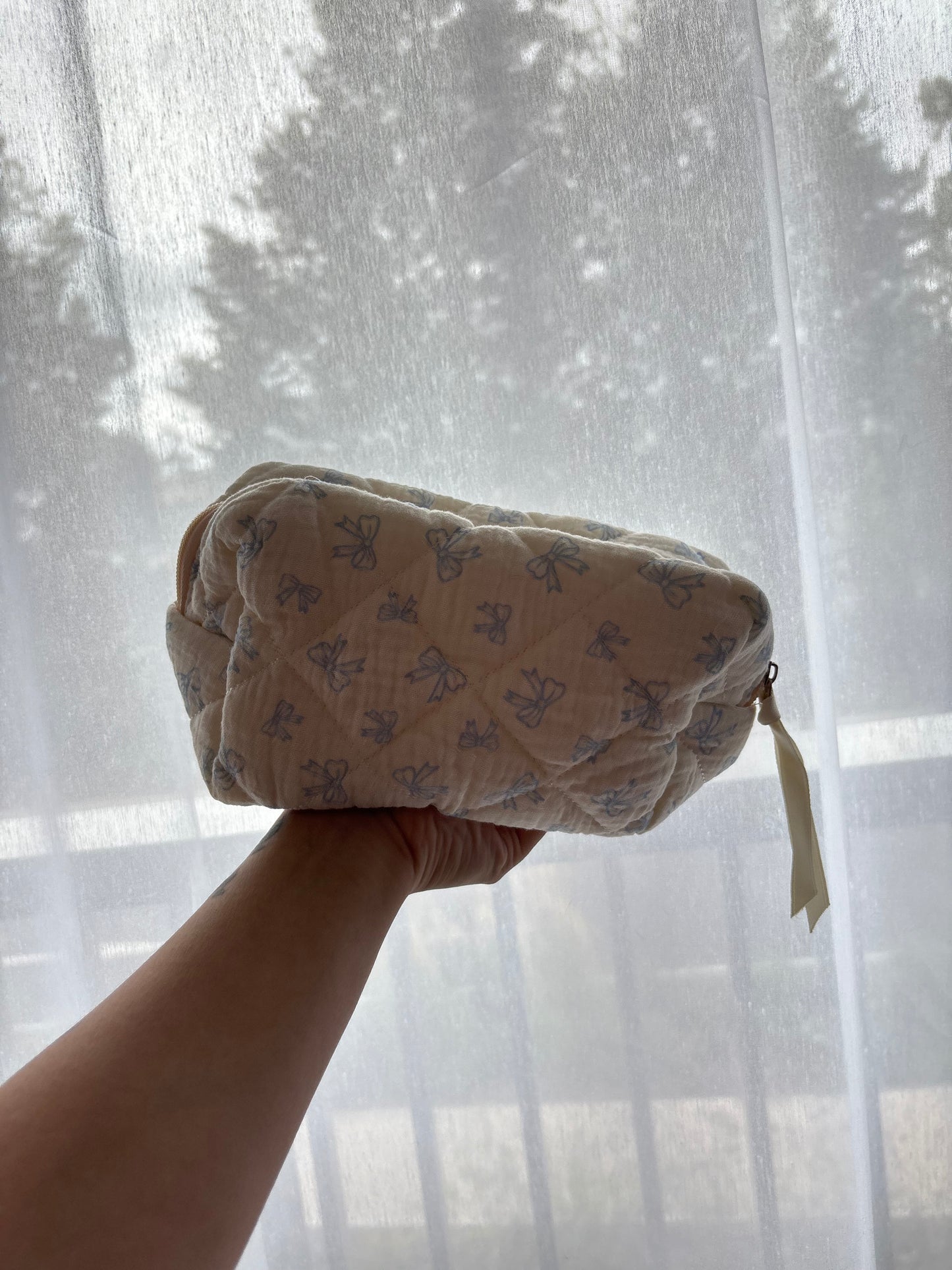 Blue Bow Print Makeup Bag