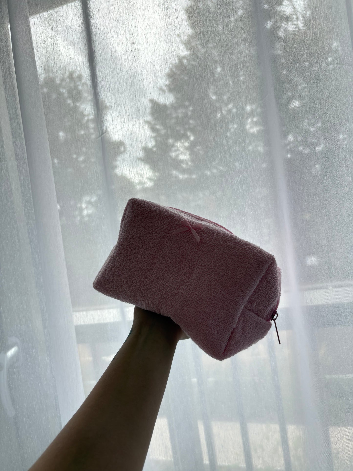 Pink Towel Bow Makeup Bag