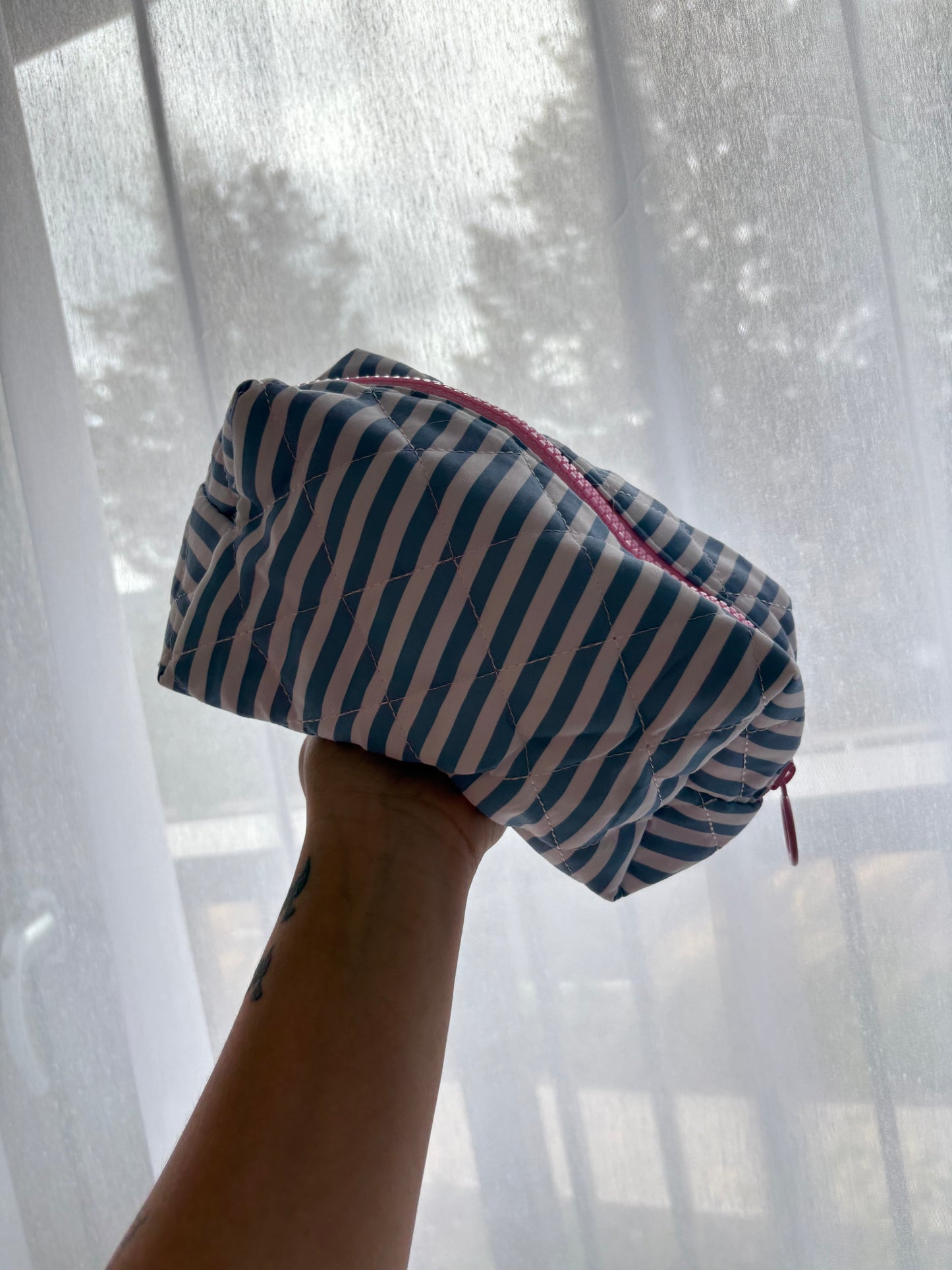 Blue Stripe Makeup Bag