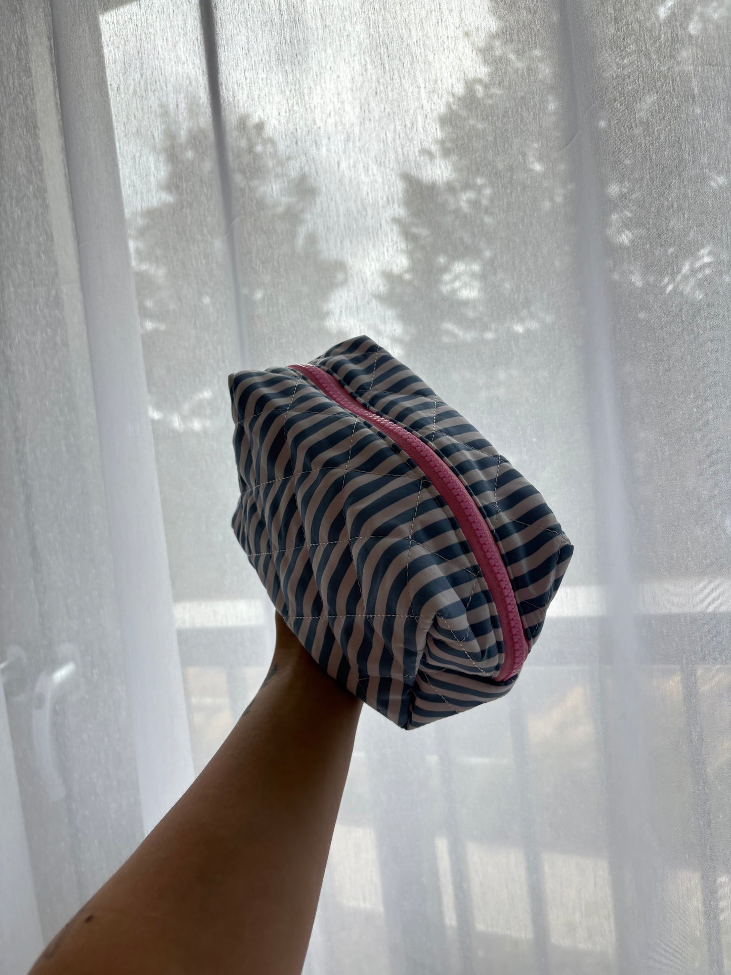 Blue Stripe Makeup Bag