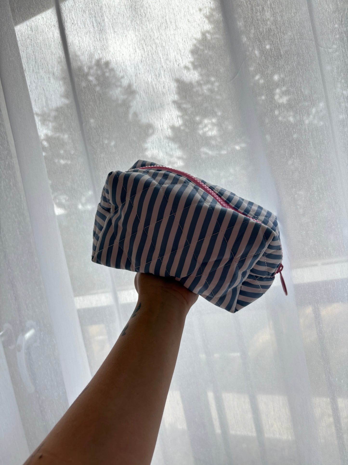 Blue Stripe Makeup Bag