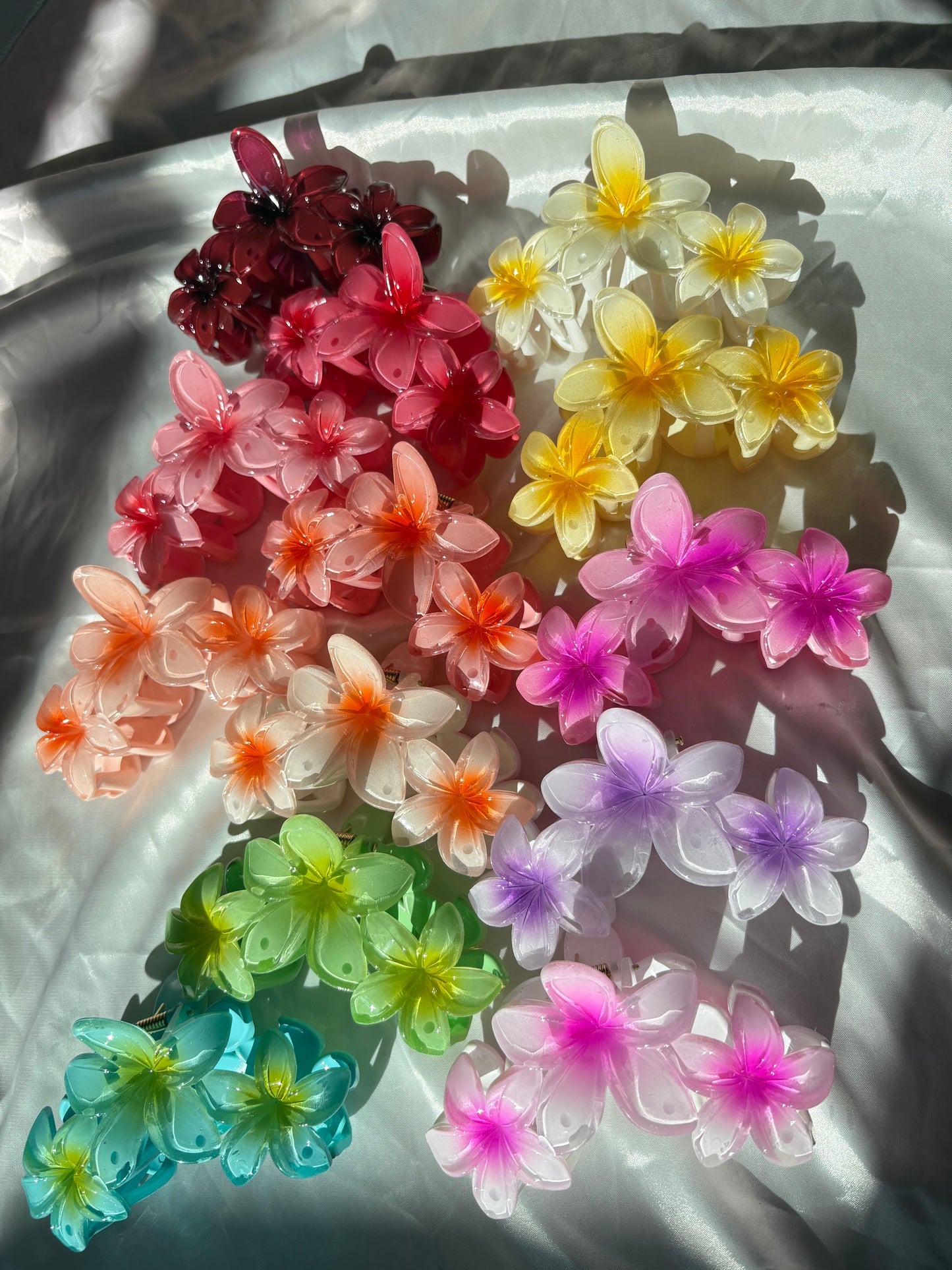 Hibiscus Triple Flower Claw Clips