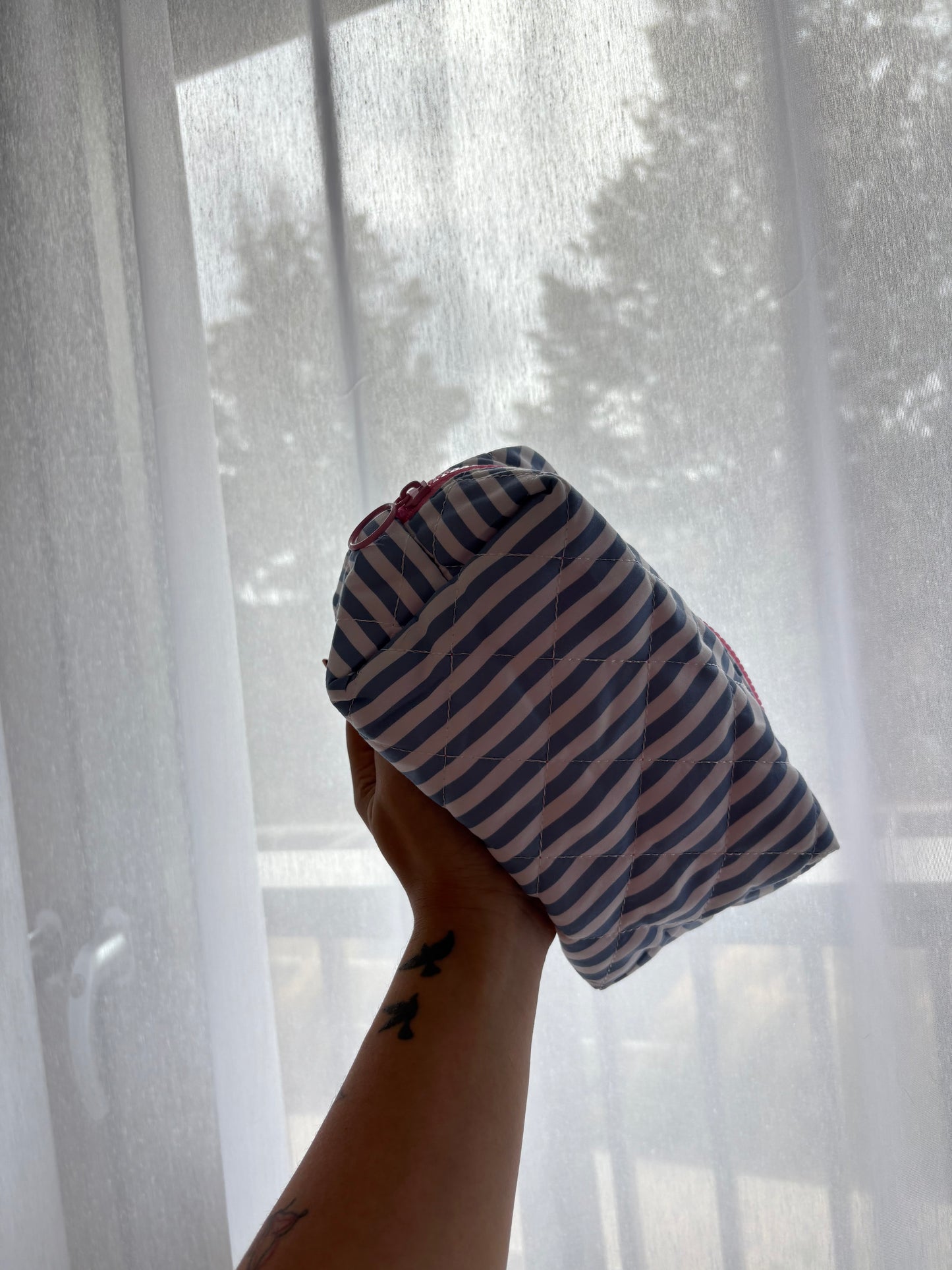 Blue Stripe Makeup Bag