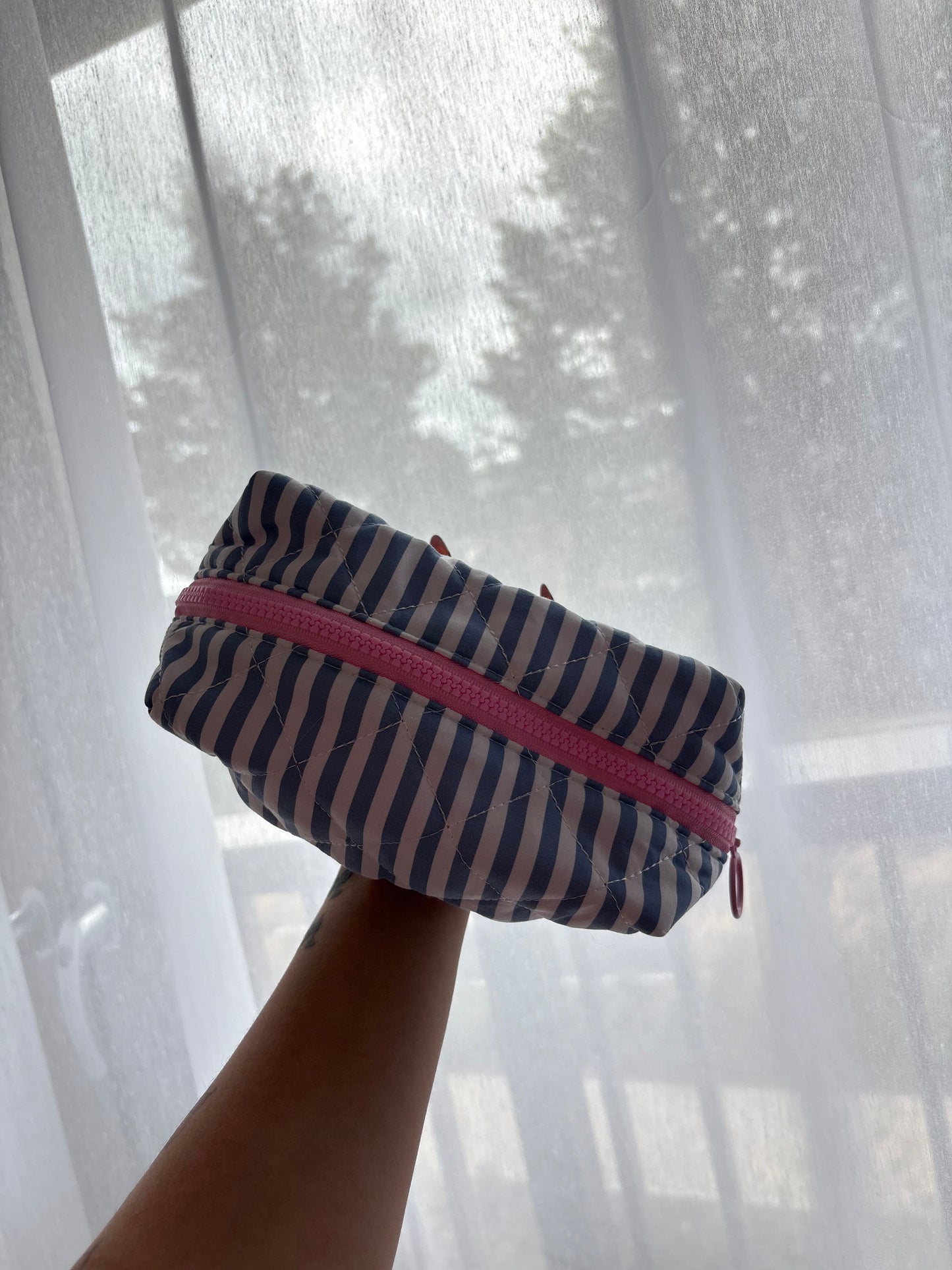 Blue Stripe Makeup Bag