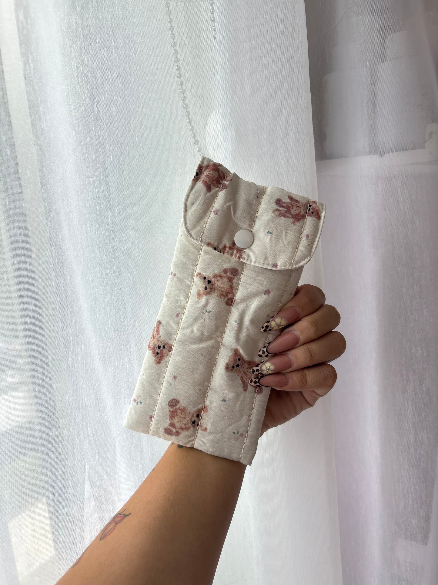 Teddy Bear Floral Lip Essential Pouch