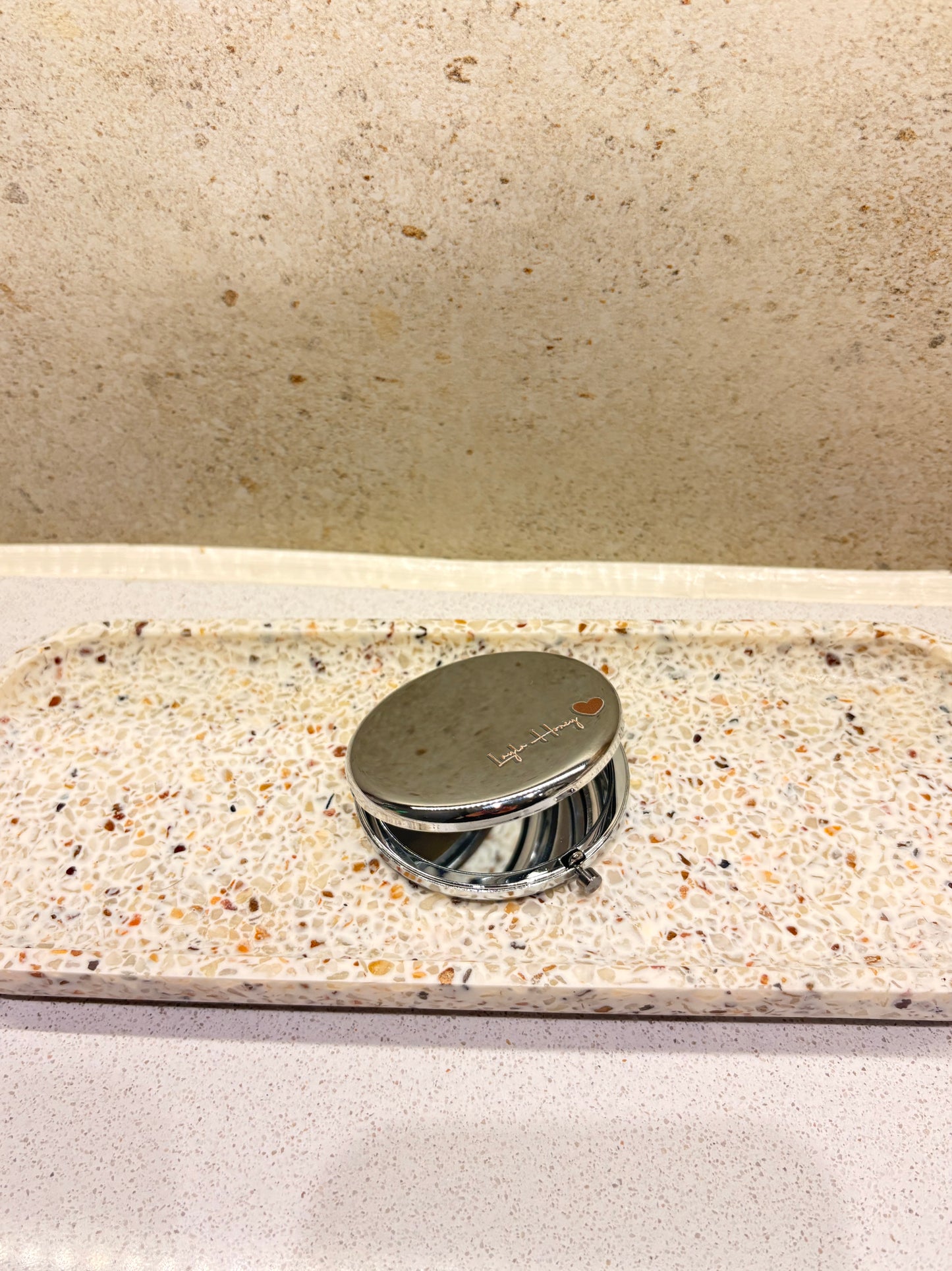 Layla Honey Silver Engraved Pocket Mirror