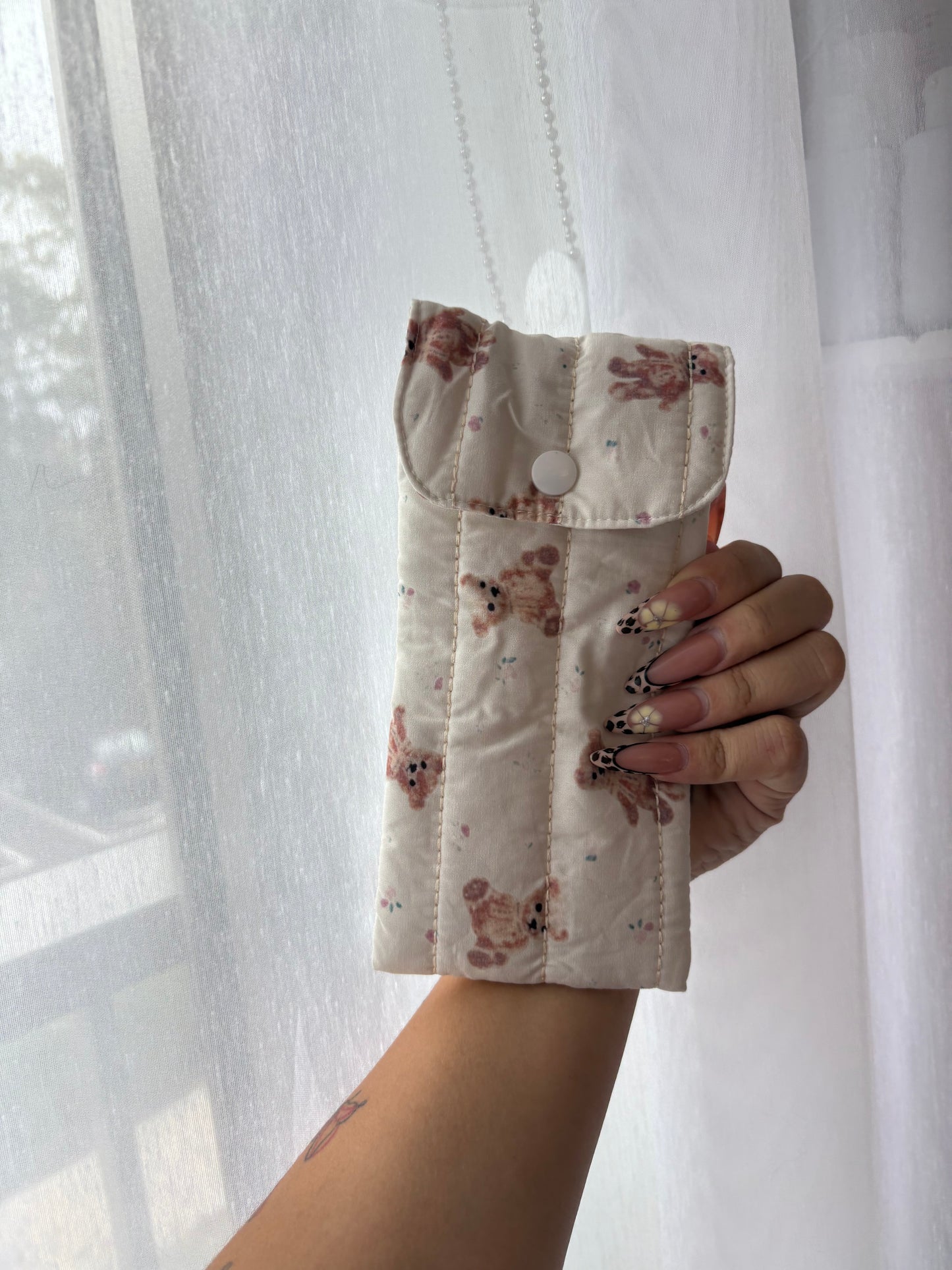 Teddy Bear Floral Lip Essential Pouch