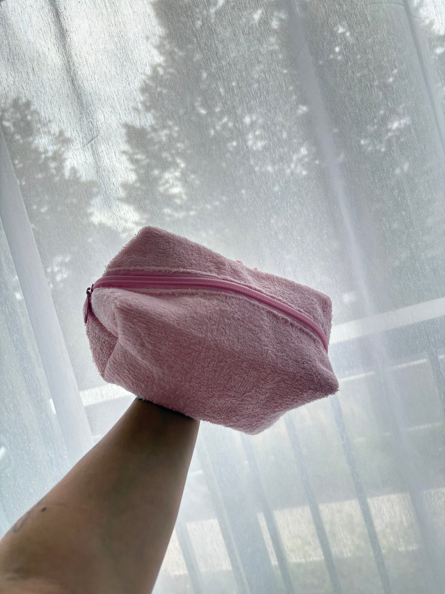 Pink Towel Bow Makeup Bag