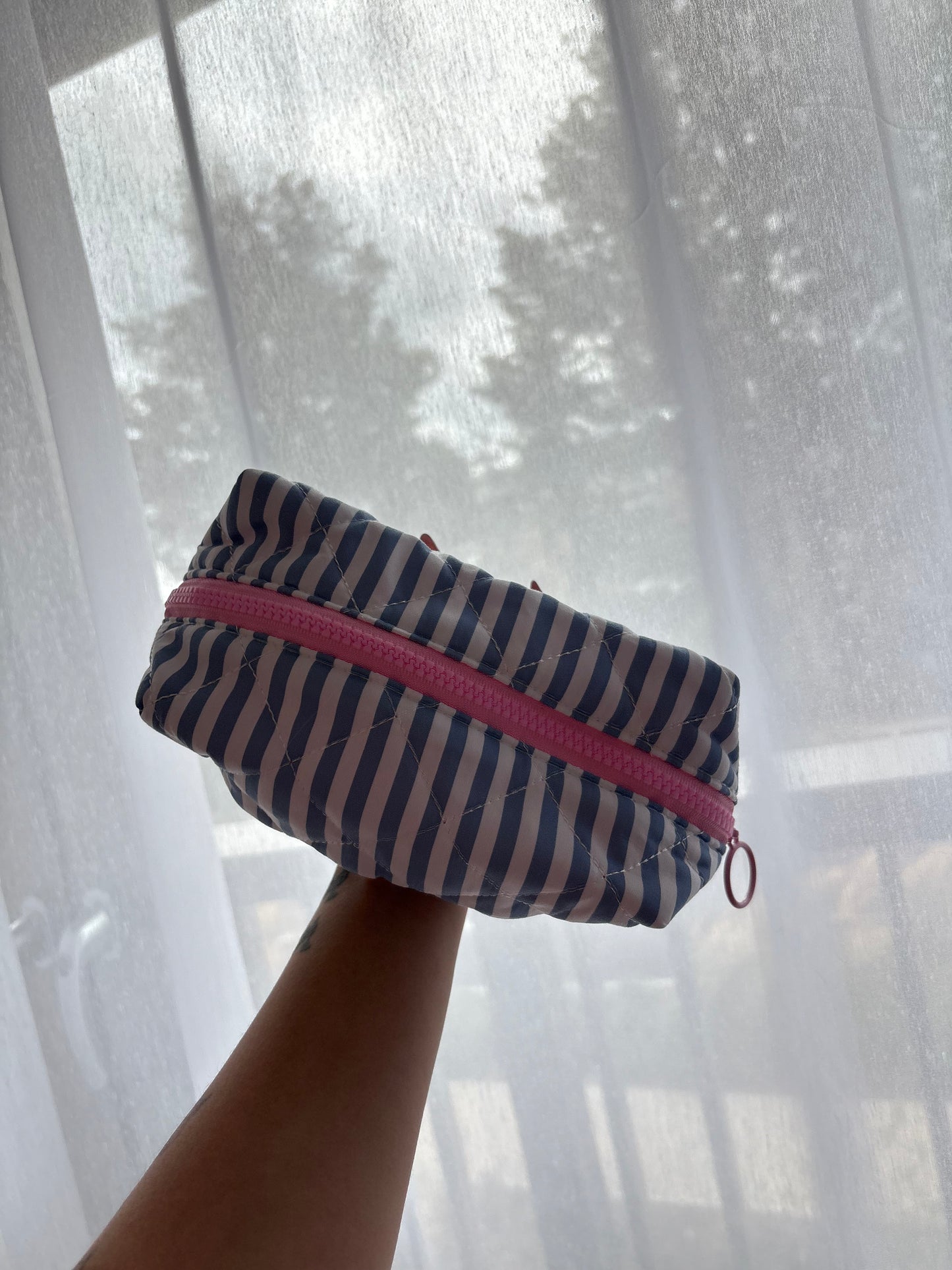 Blue Stripe Makeup Bag