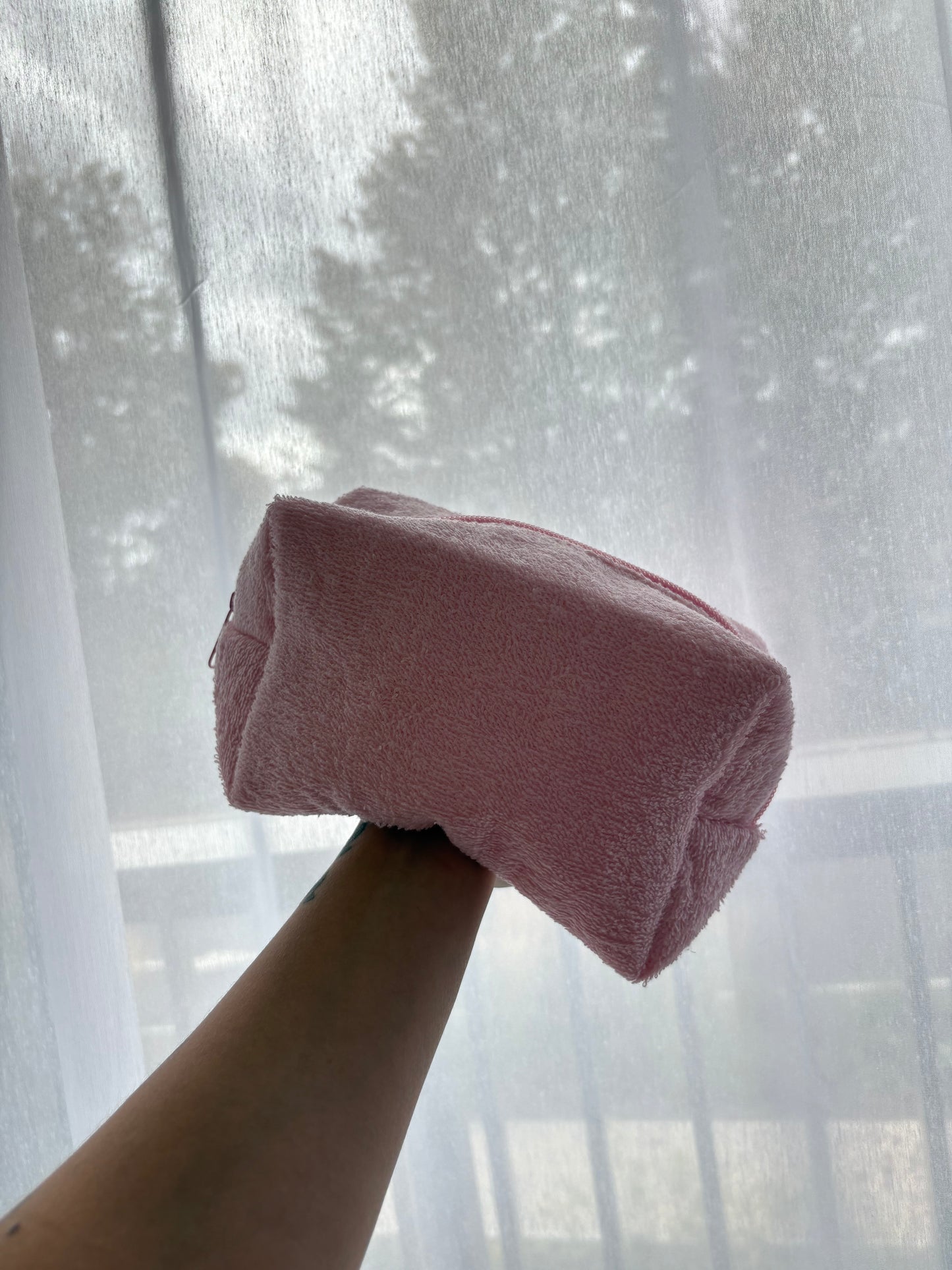 Pink Towel Bow Makeup Bag