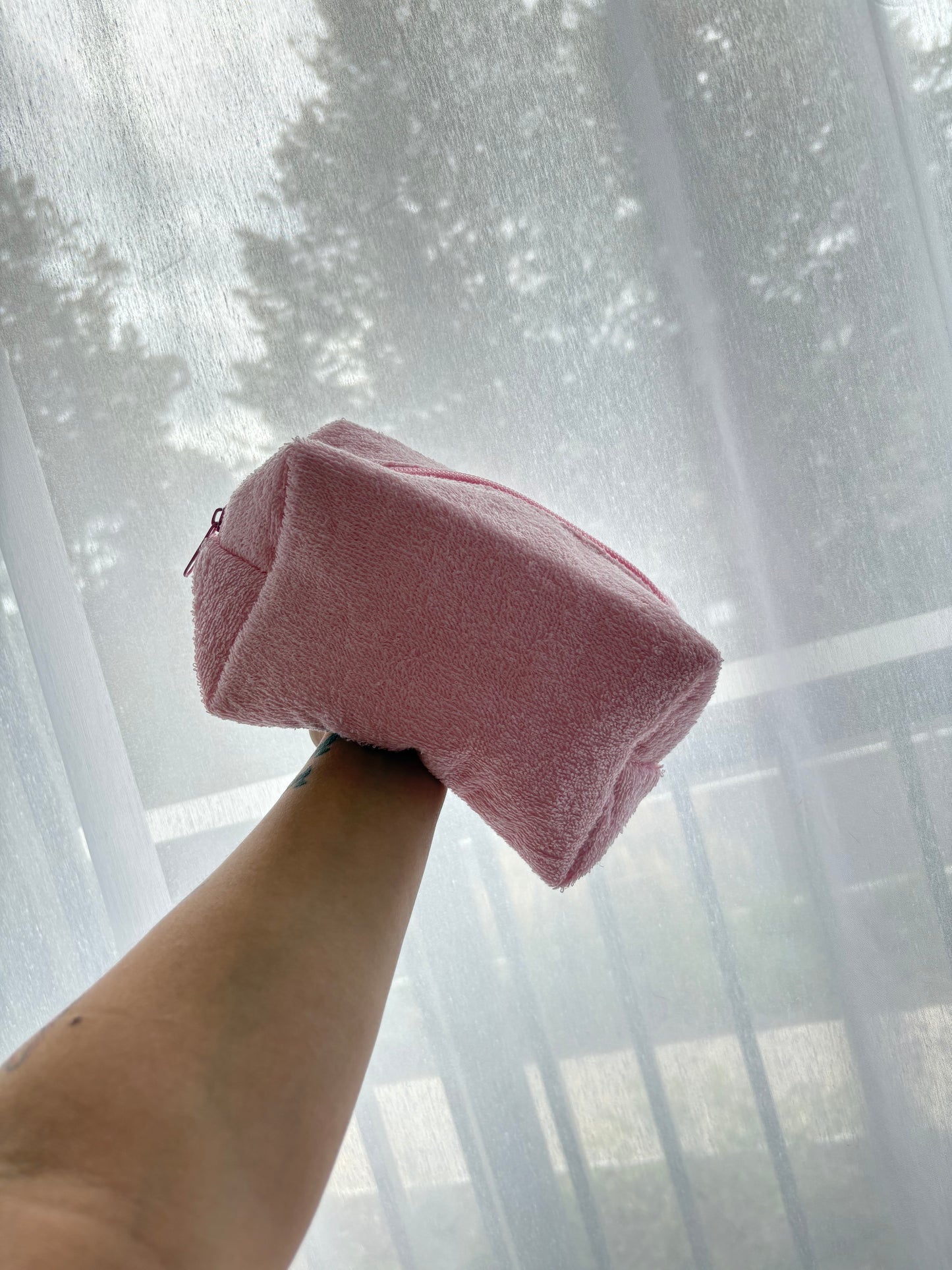 Pink Towel Bow Makeup Bag