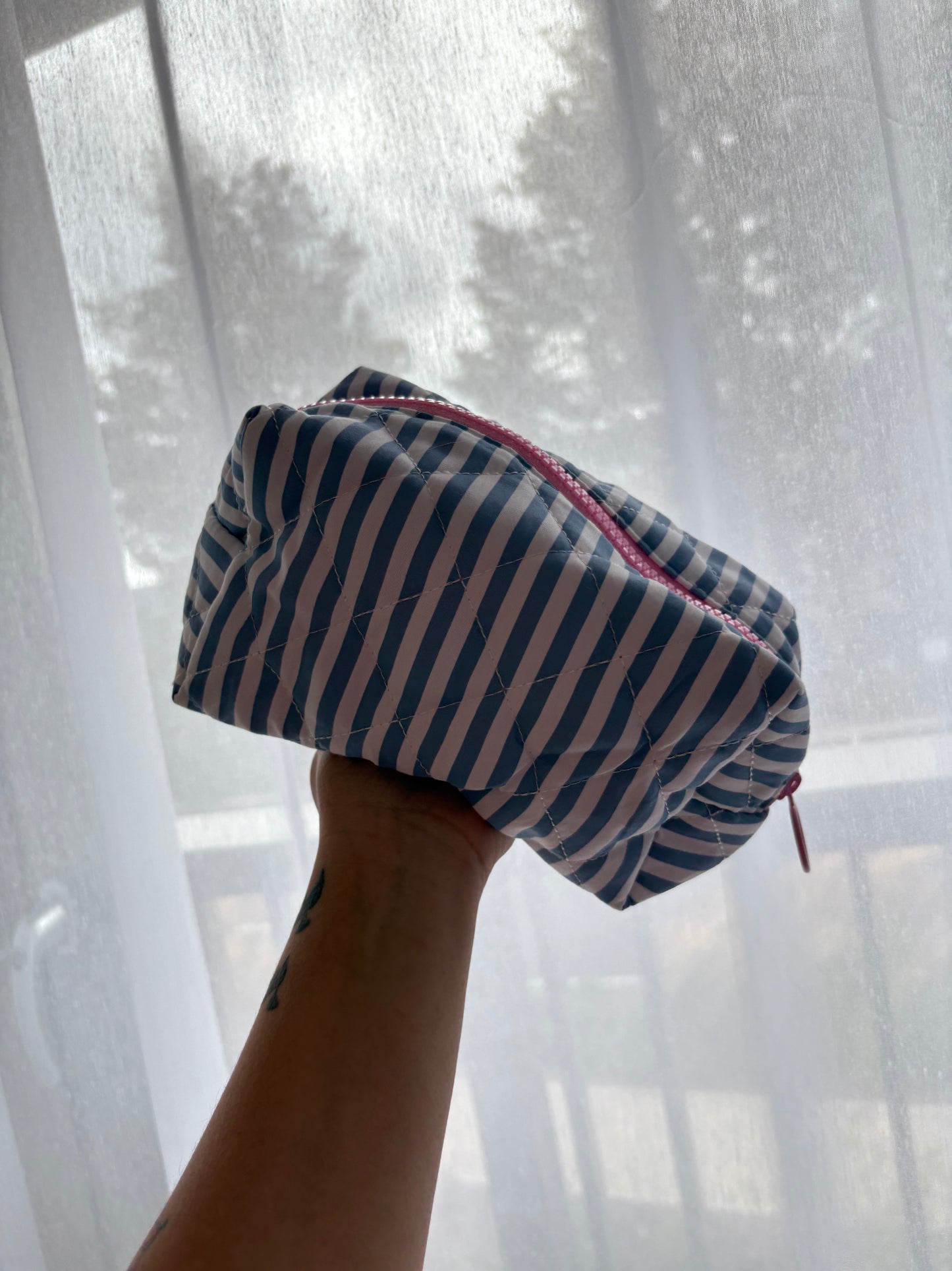 Blue Stripe Makeup Bag