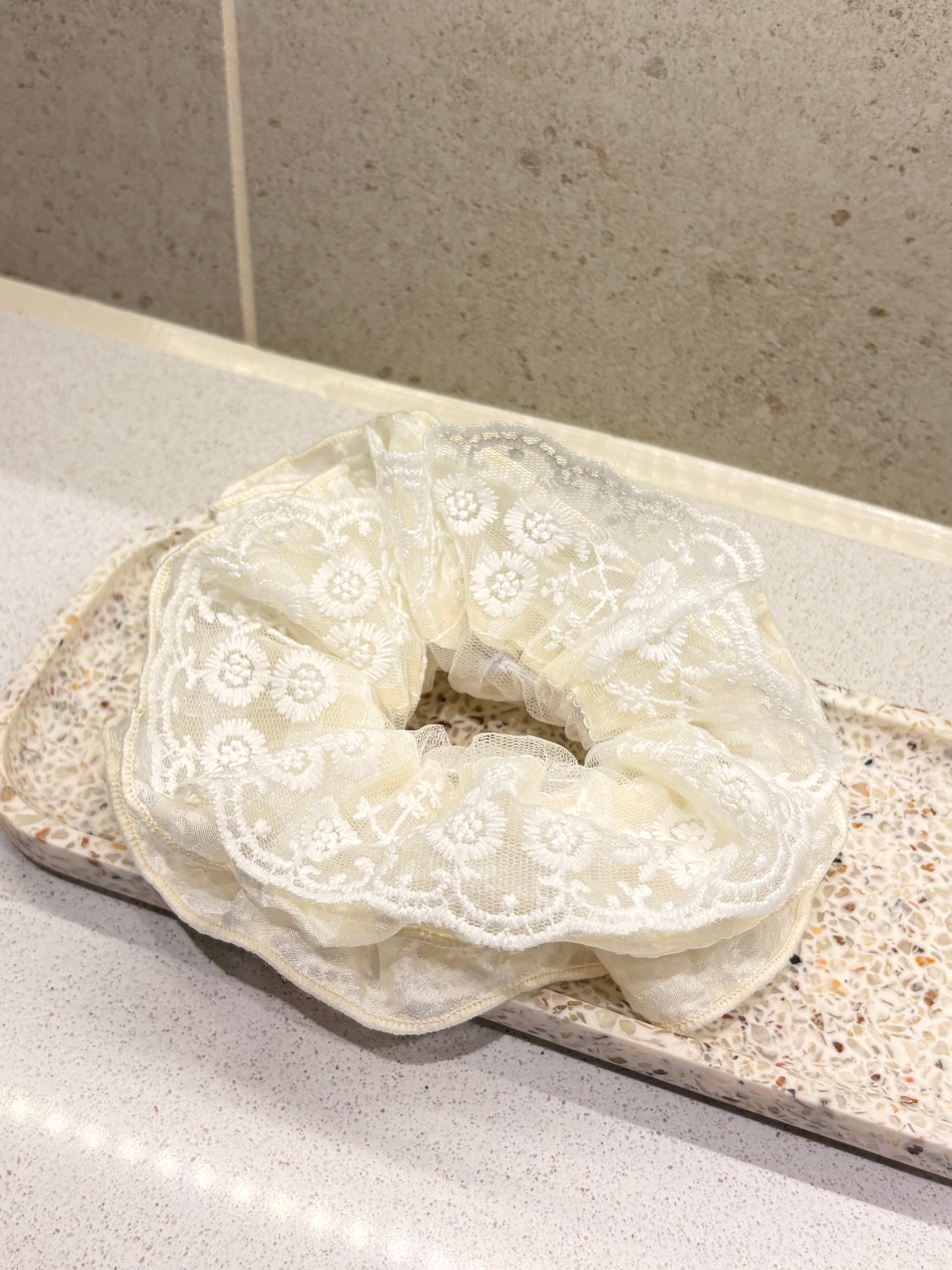 XL White Lace Luxe Scrunchie