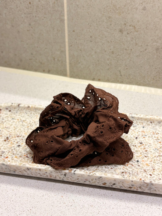 Brown Lace Scrunchie
