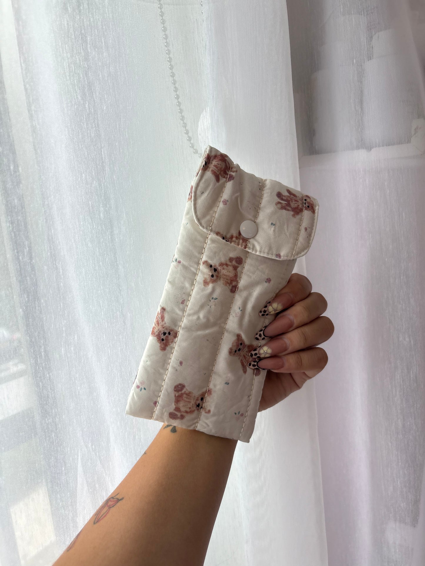 Teddy Bear Floral Lip Essential Pouch