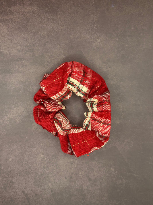 Red Chequered Scrunchie