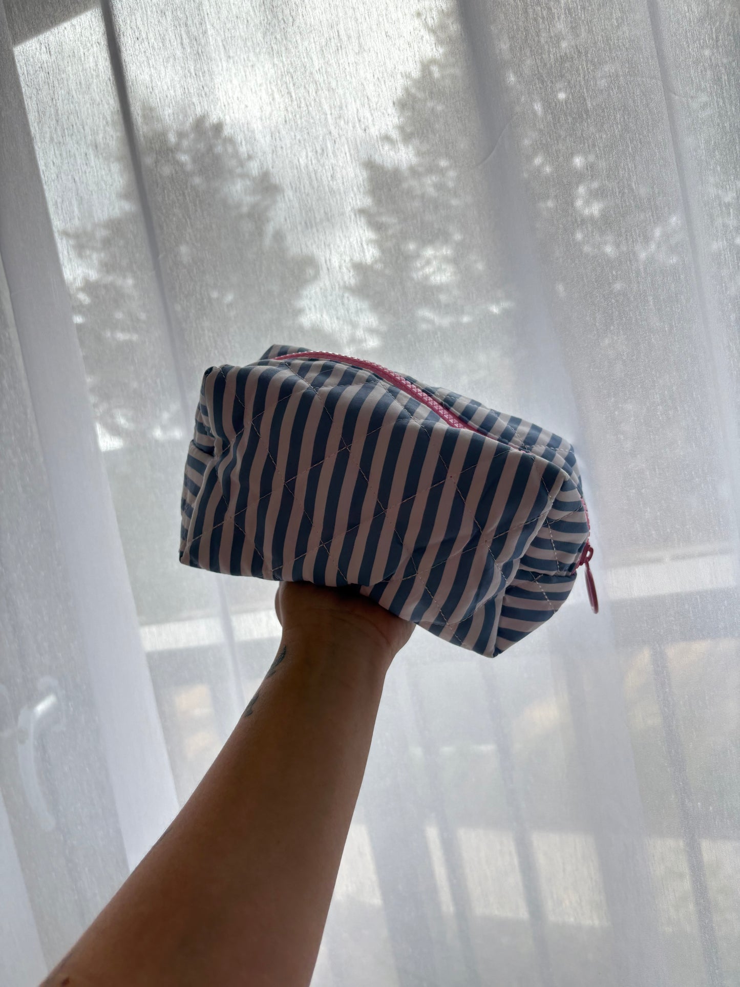 Blue Stripe Makeup Bag