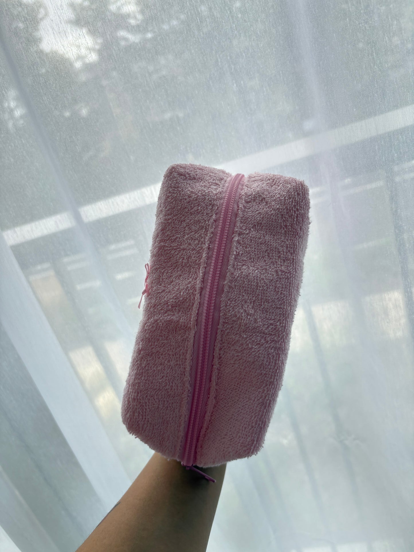 Pink Towel Bow Makeup Bag