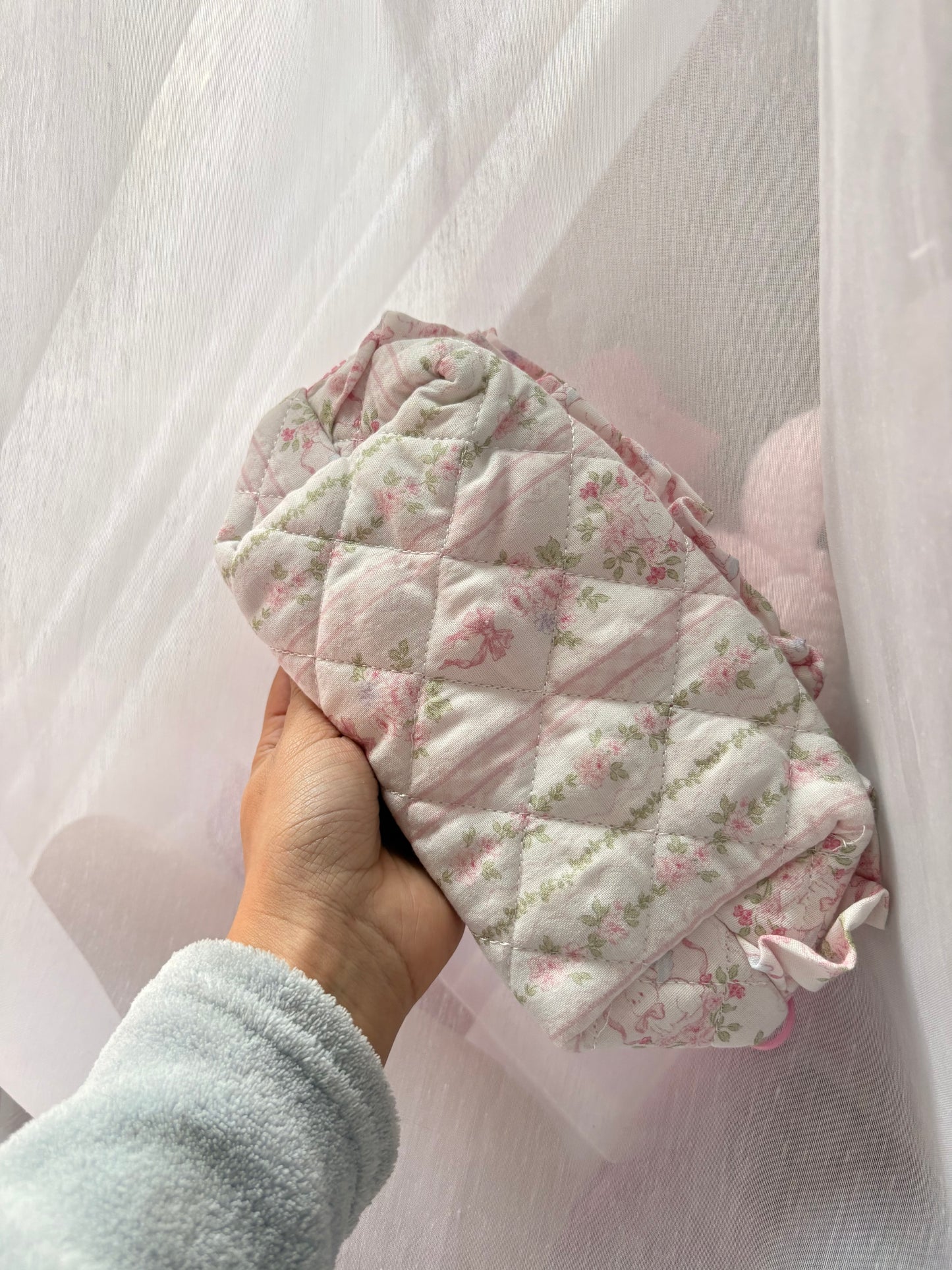 Bunny Floral Bow Makeup Bag
