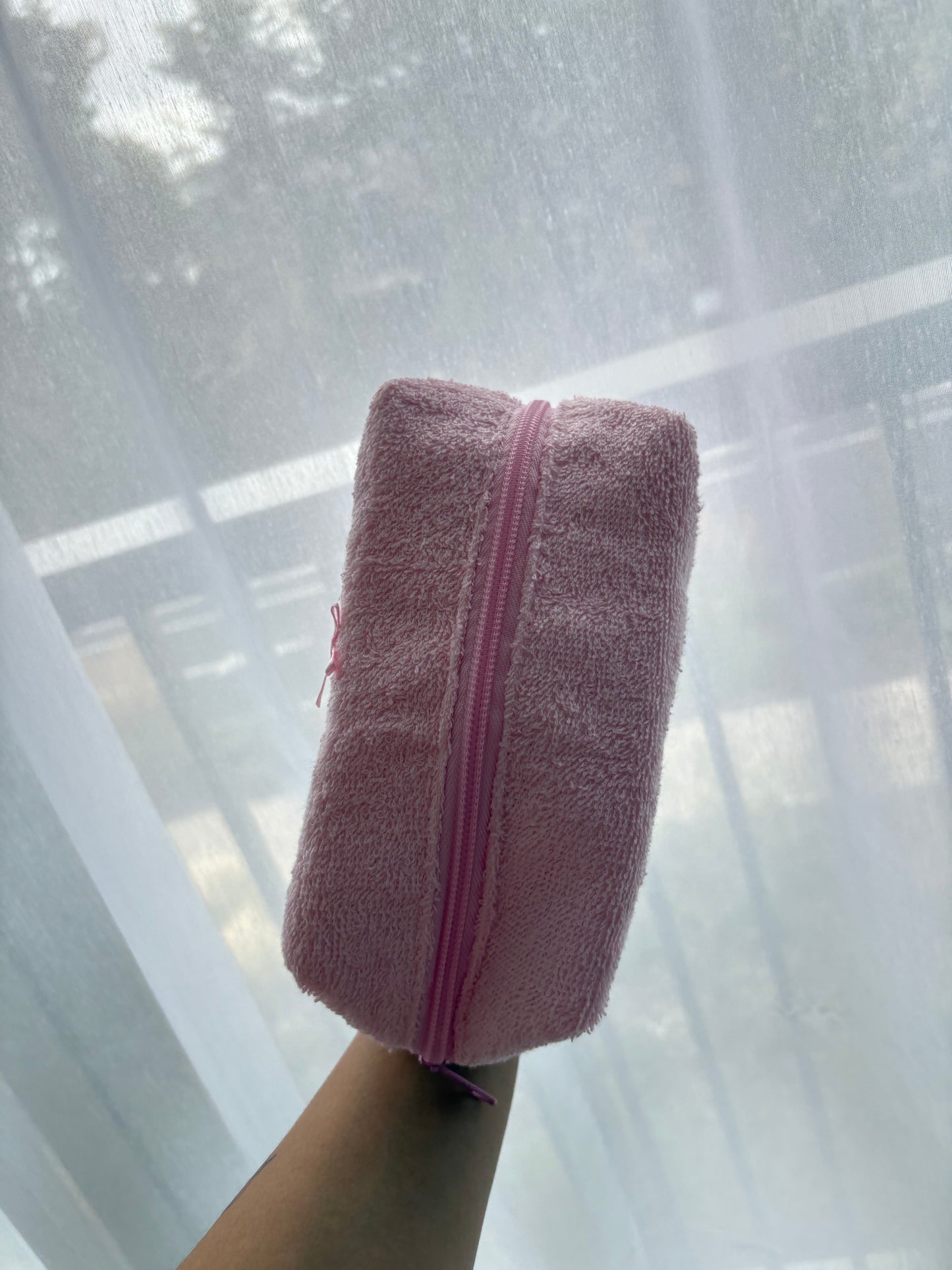 Pink Towel Bow Makeup Bag