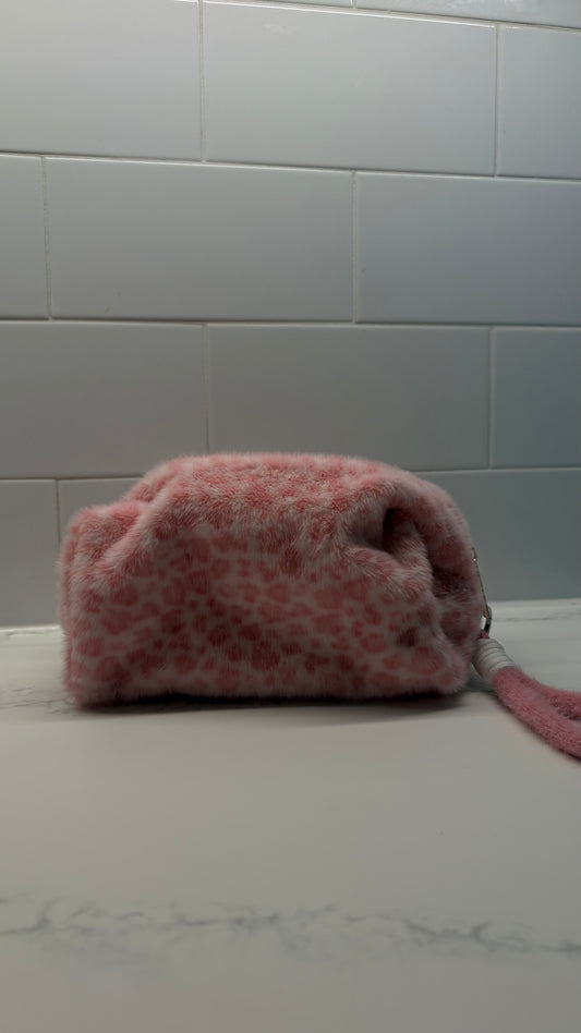 Leopard Print Fluffy Pink Exclusive Makeup Bag