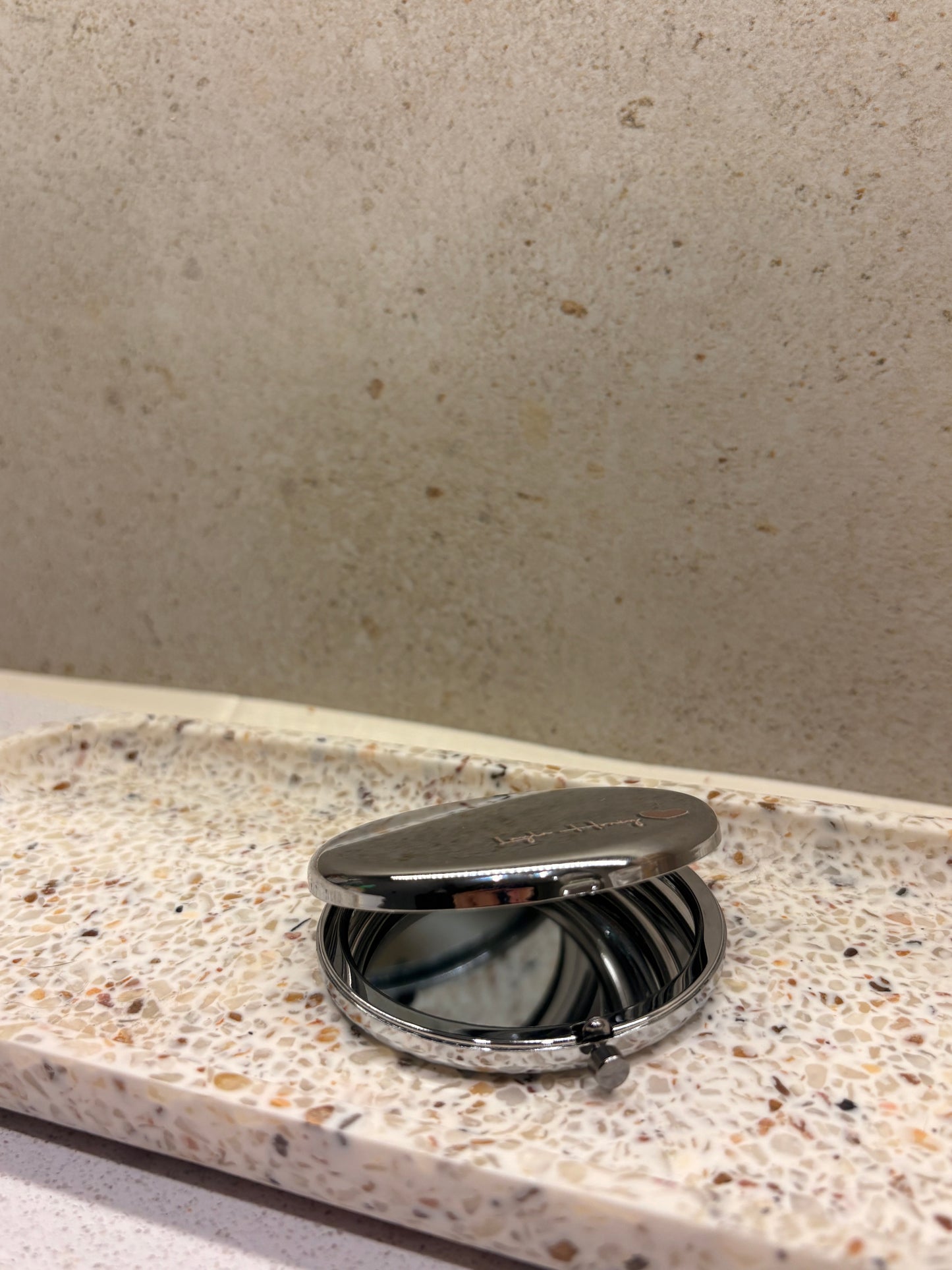 Layla Honey Silver Engraved Pocket Mirror