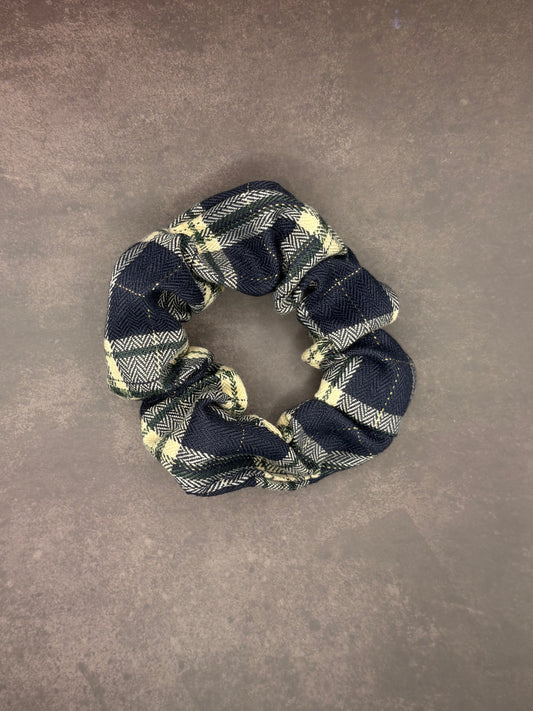 Navy Blue Chequered Scrunchie