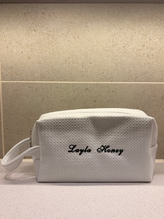 White XL Waffle Makeup Bag