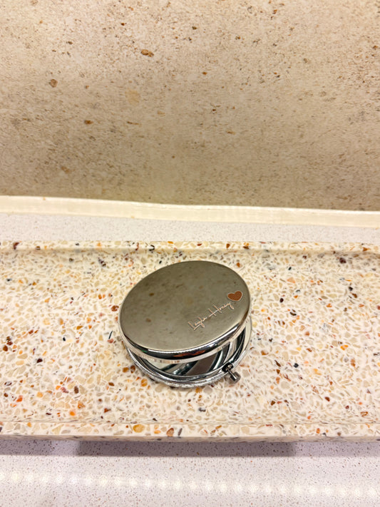 Layla Honey Silver Engraved Pocket Mirror