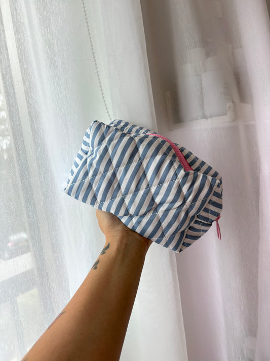Blue Stripe Makeup Bag