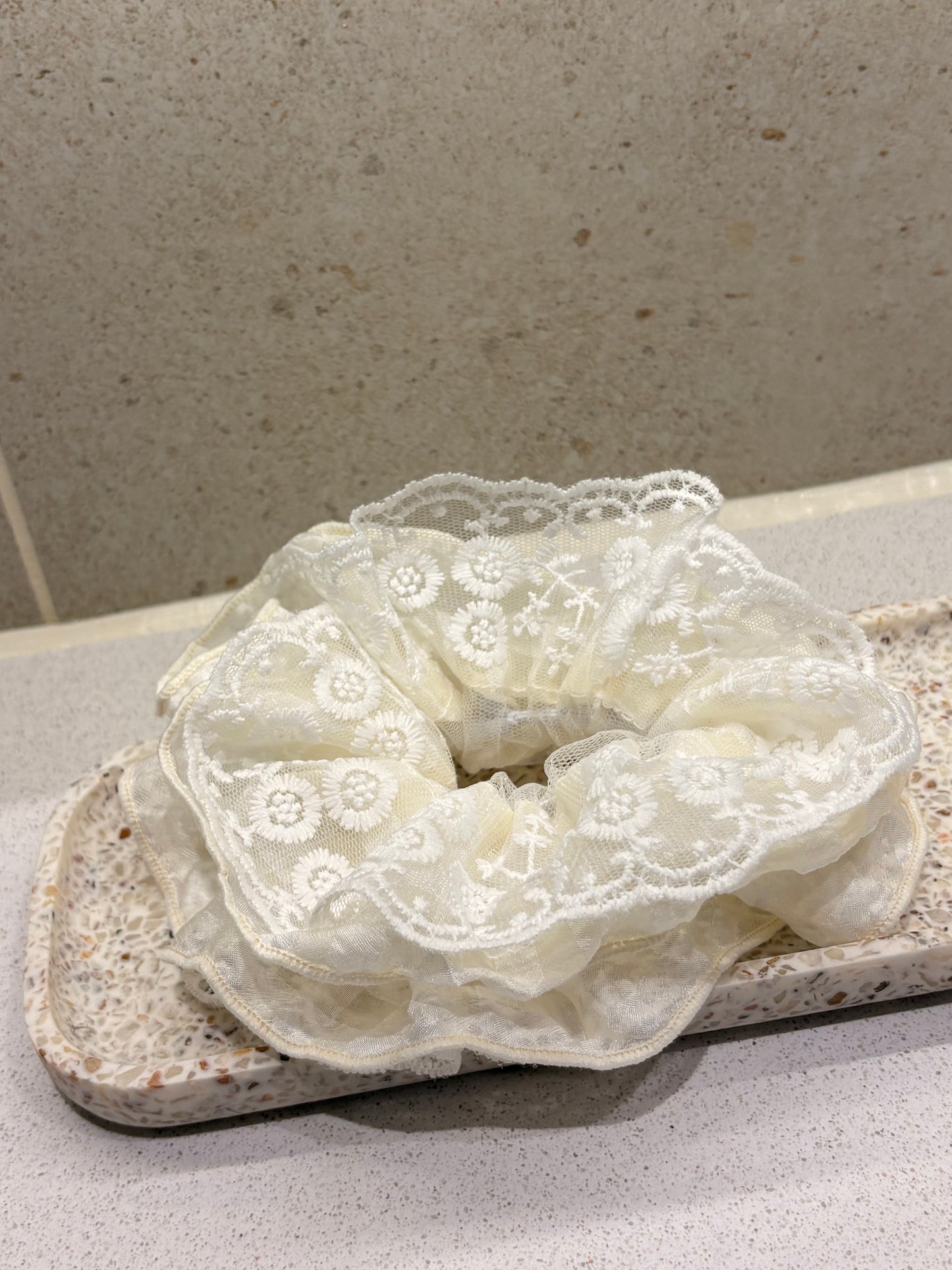 XL White Lace Luxe Scrunchie