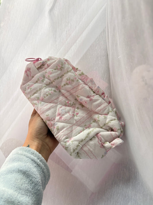 Bunny Floral Bow Makeup Bag