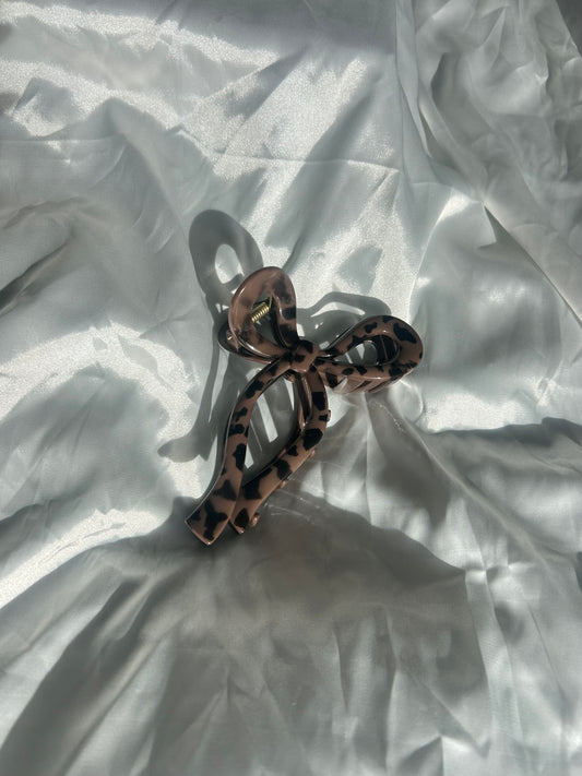 Leopard Print Bow Claw Clip
