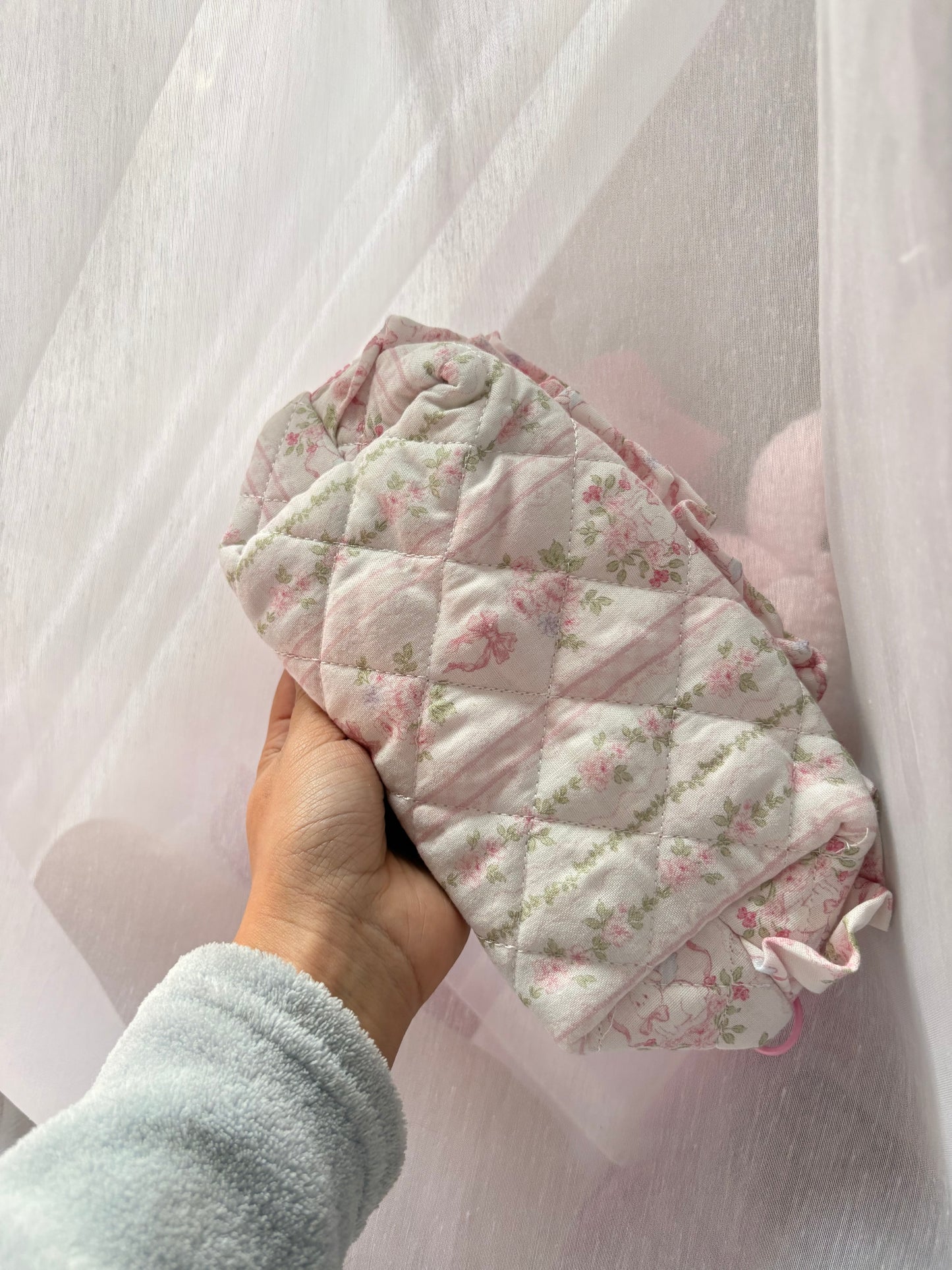 Bunny Floral Bow Makeup Bag