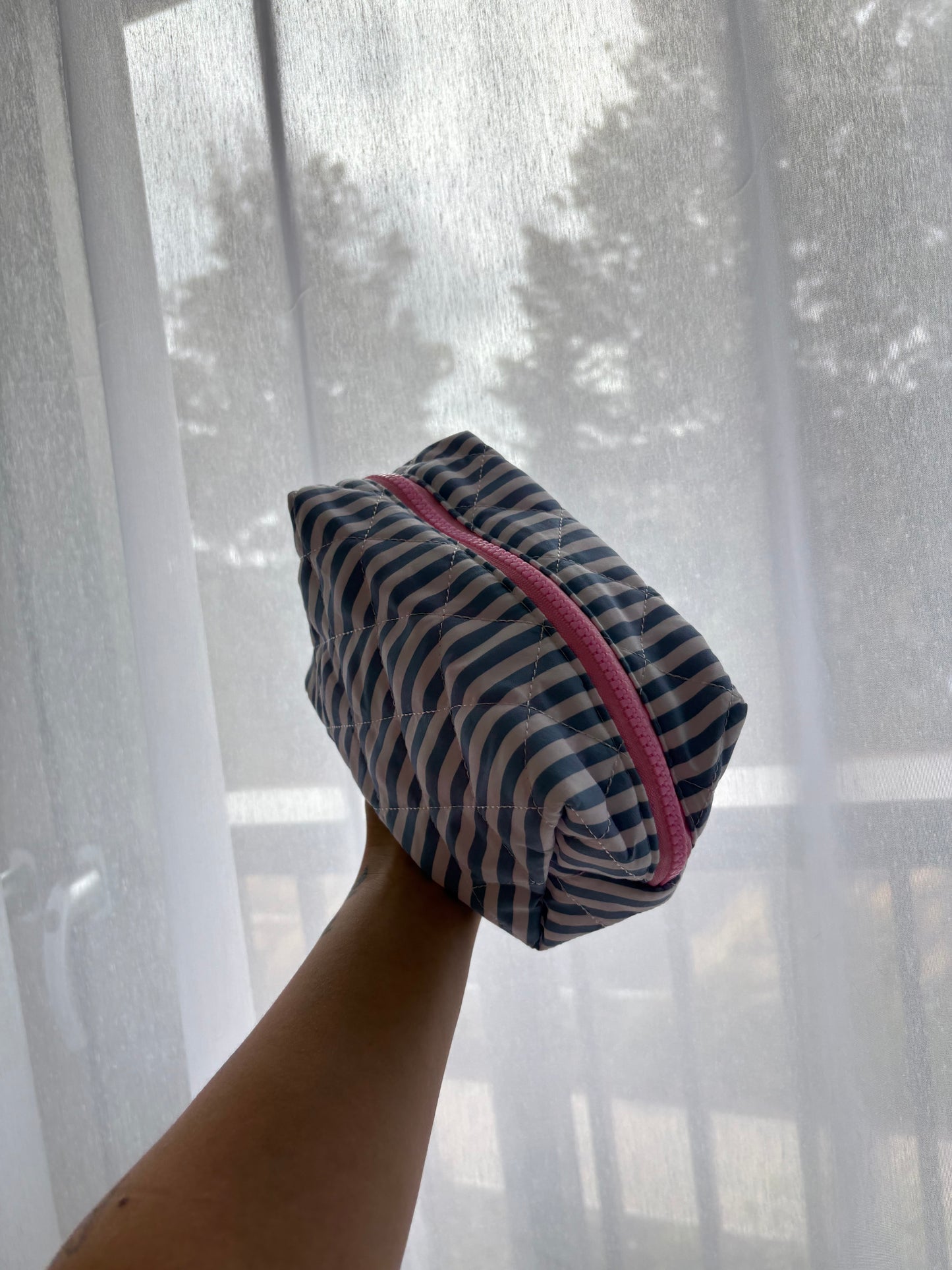 Blue Stripe Makeup Bag