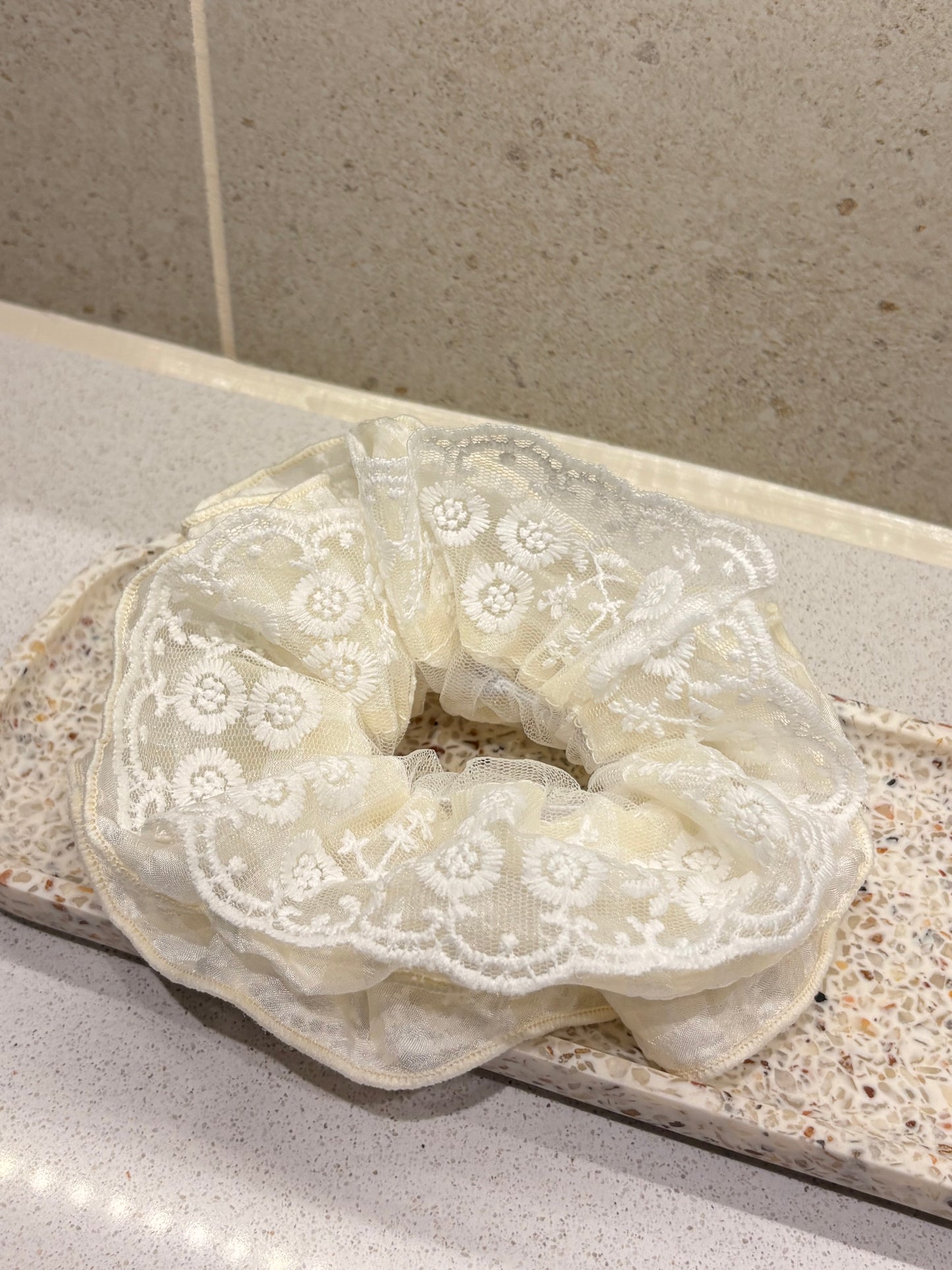 XL White Lace Luxe Scrunchie