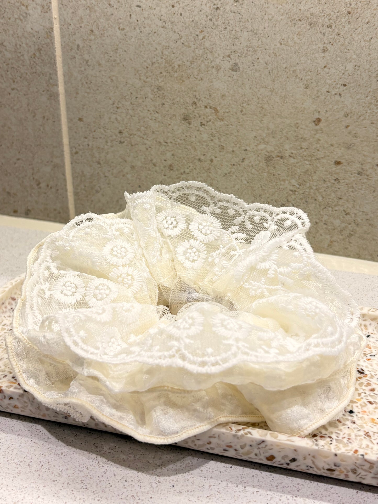 XL White Lace Luxe Scrunchie