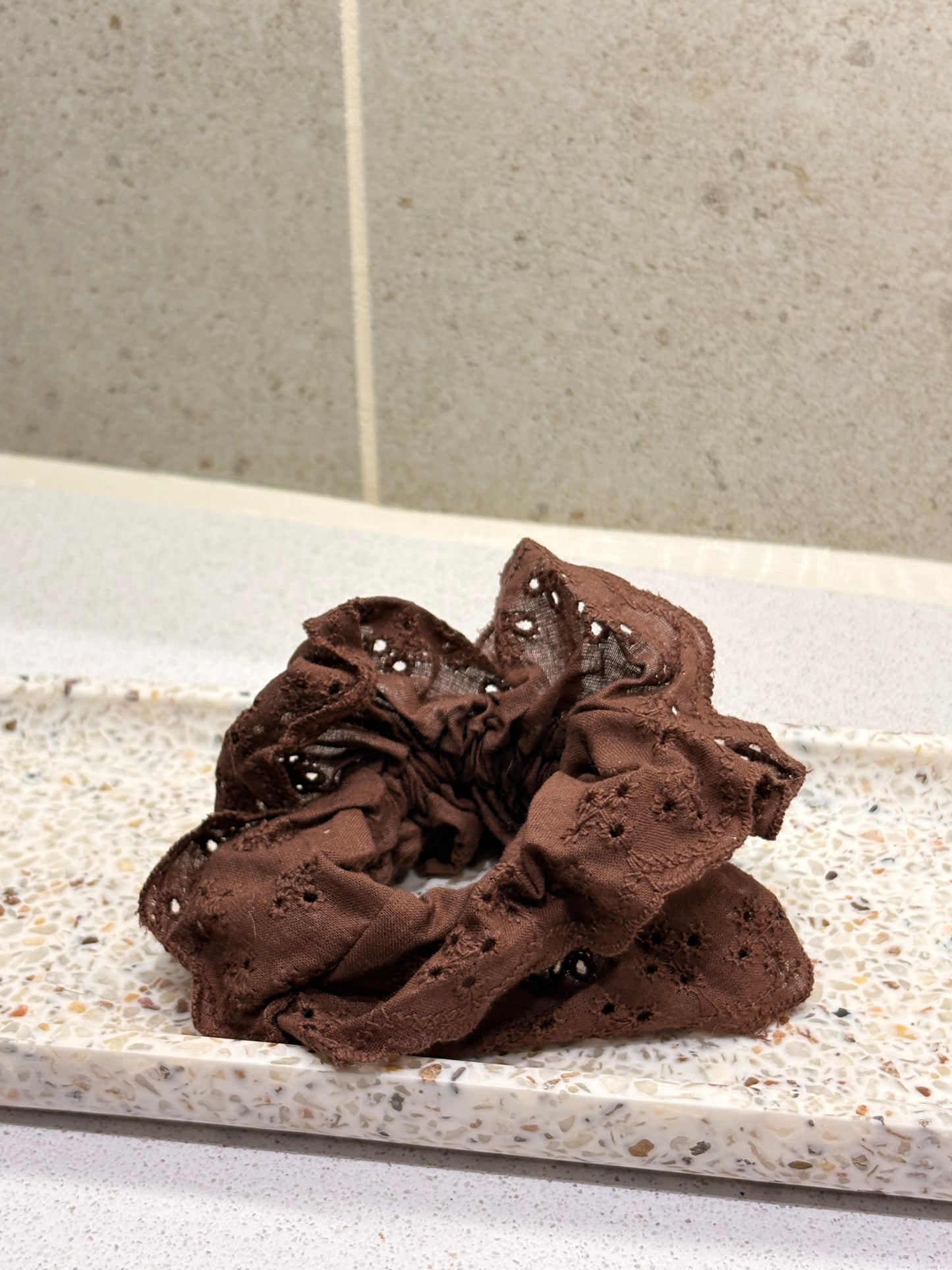 Brown Lace Scrunchie