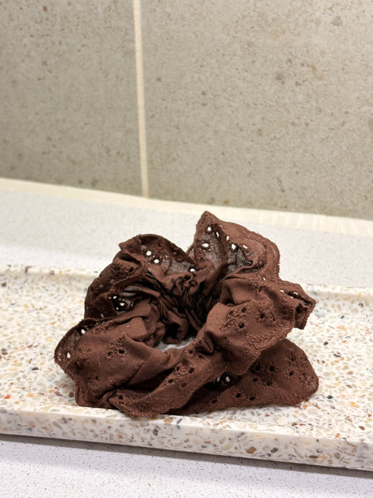Brown Lace Scrunchie
