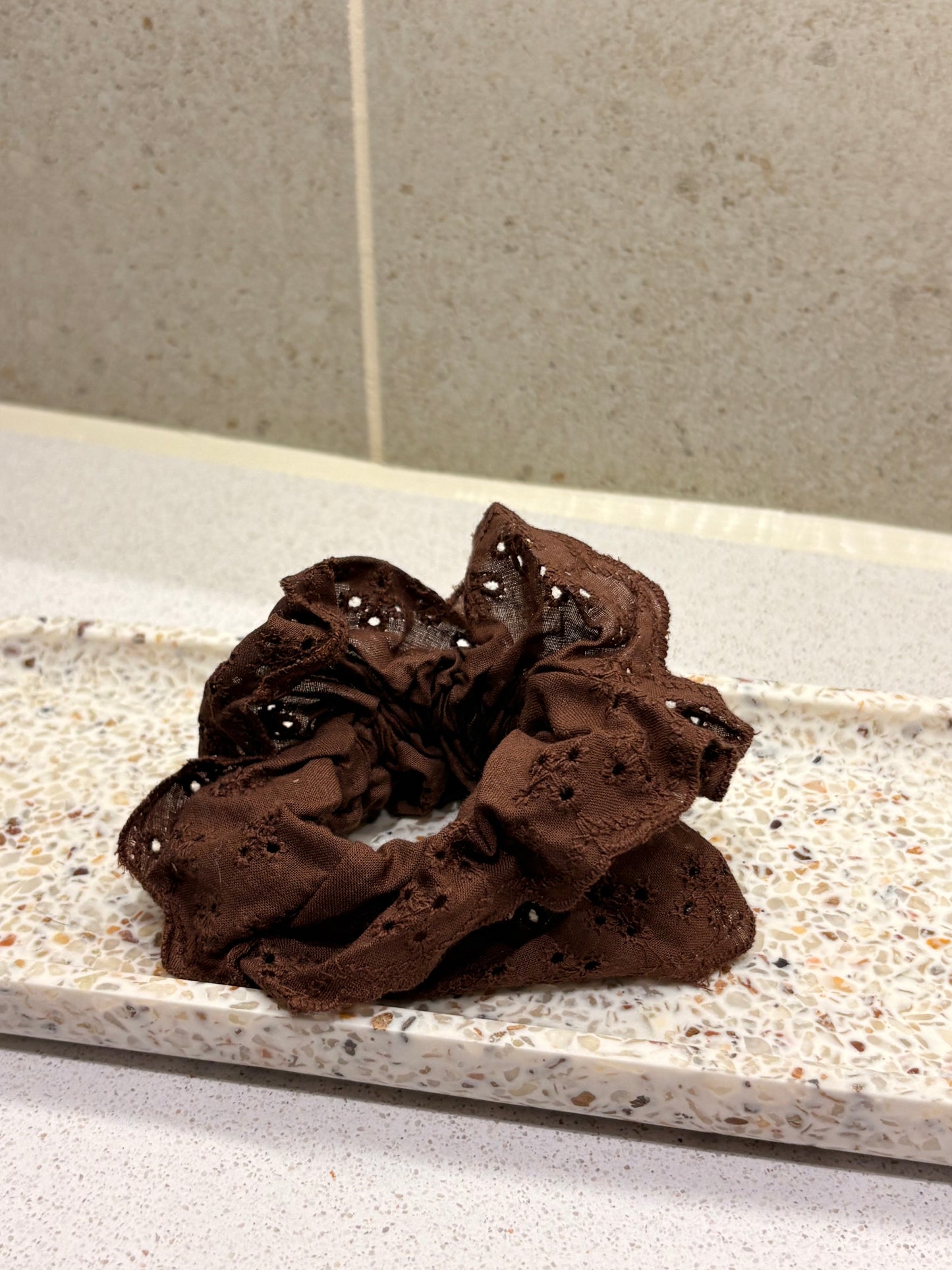 Brown Lace Scrunchie