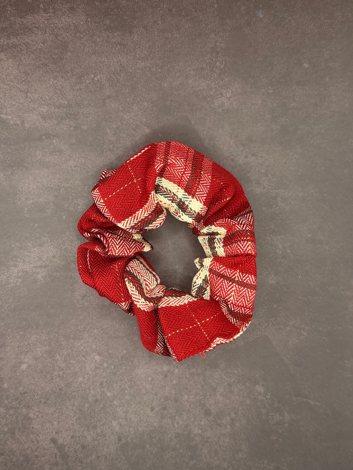 Red Chequered Scrunchie