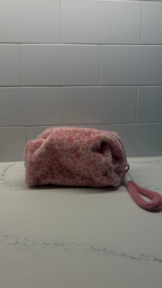 Leopard Print Fluffy Pink Exclusive Makeup Bag